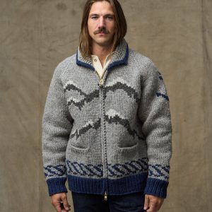 Handmade Full-zip Sweater - Heather Gray / Fishing Boat