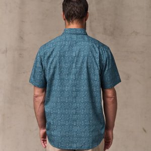 Alternative view of Washed Short Sleeve Feather Cloth Shirt - Blue Print