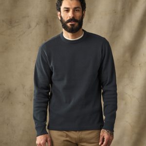Waffle Knit Thermal Crewneck - Blue Mussel