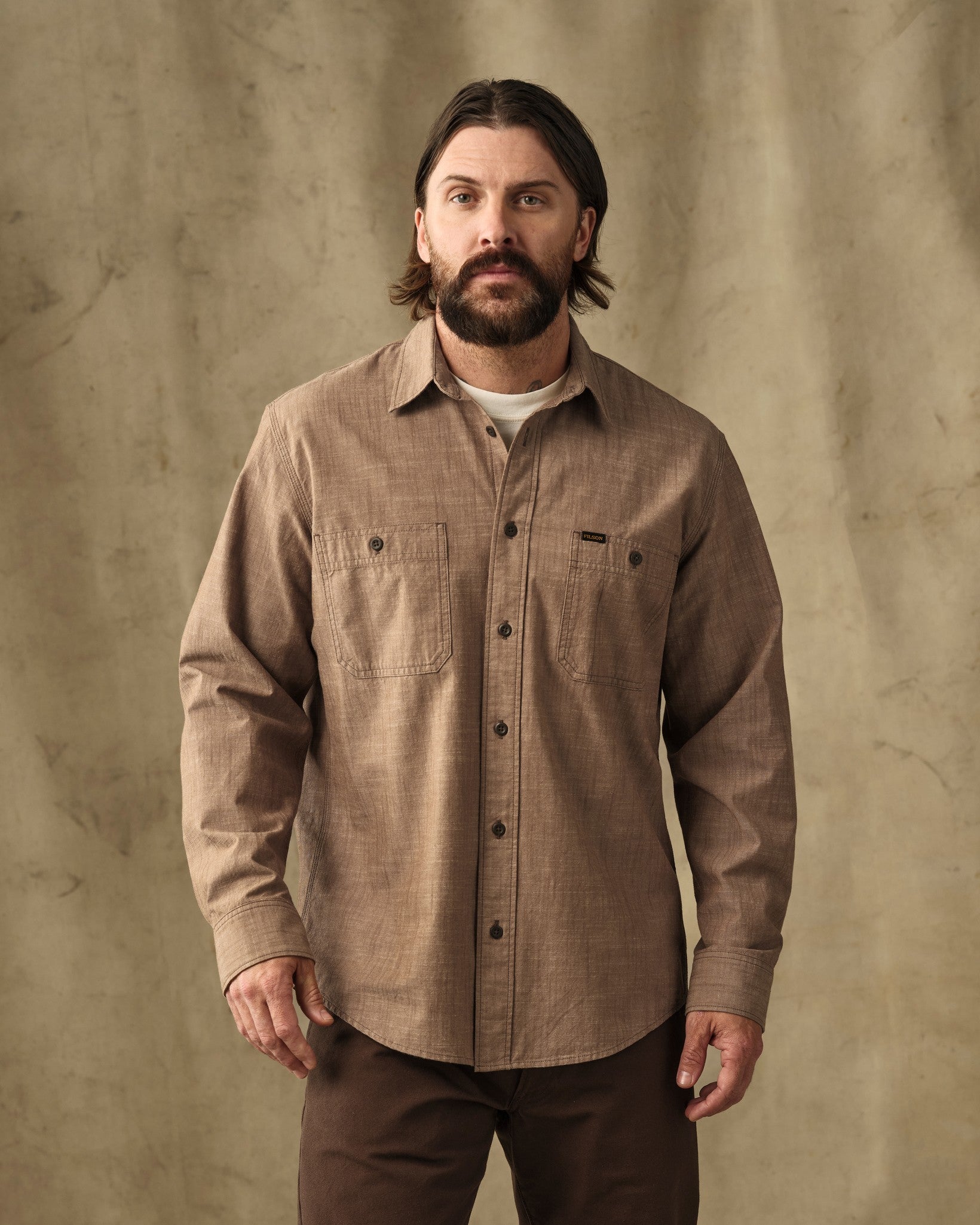 Chambray CPO Shirt - Dark Tan