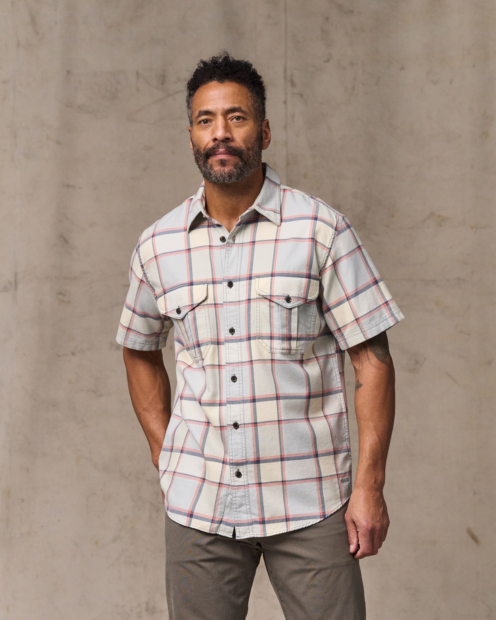 Short Sleeve Lightweight Alaskan Guide Shirt - Light Blue / Tan Plaid