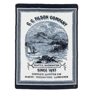 Wool-blend Blanket - Navy / Mountain Sea