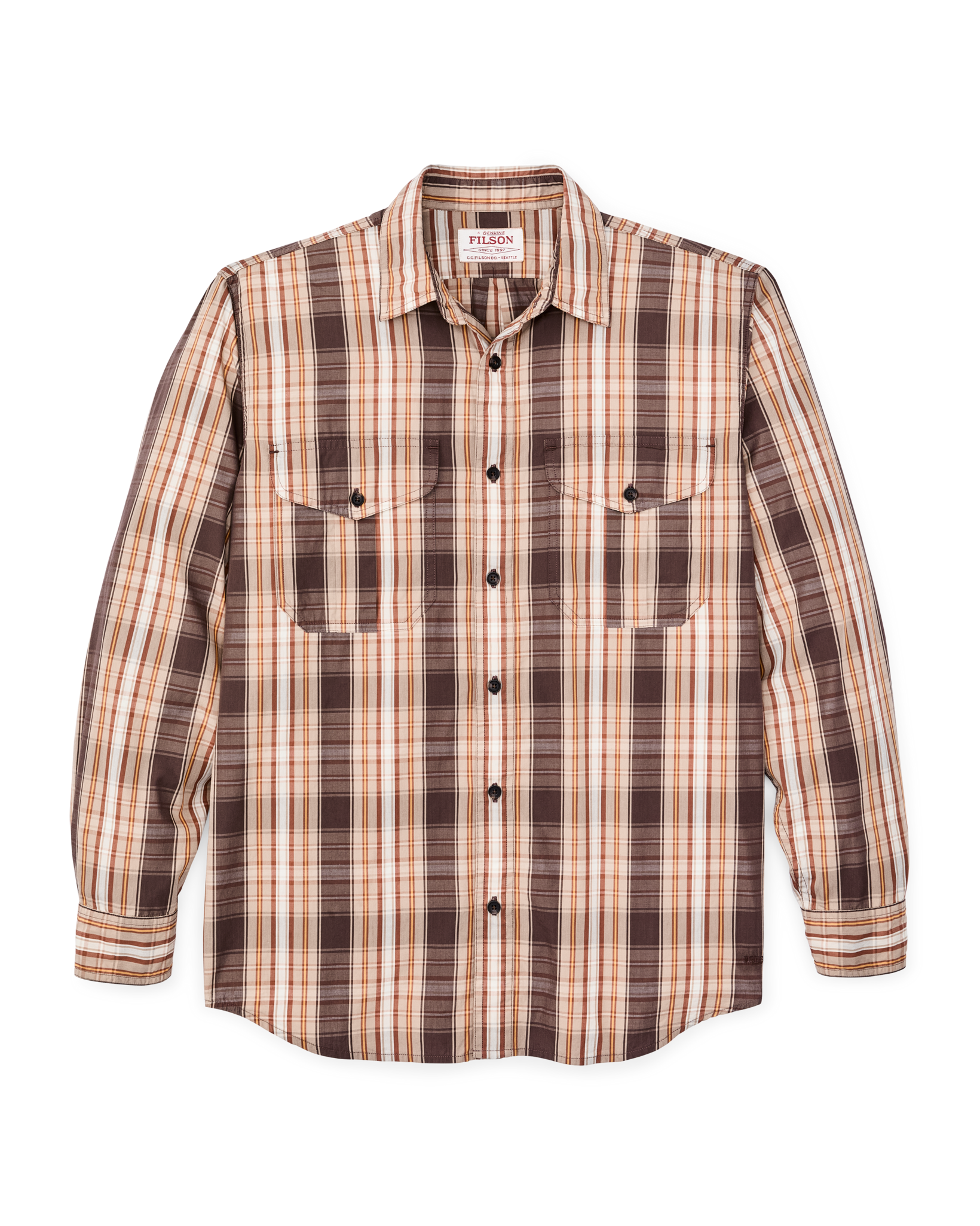 Washed Feather Cloth Shirt - Brown Multicolor Plaid - Image 5