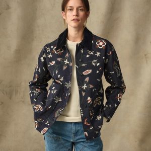 Women's Canvas Barn Coat - India Ink Print