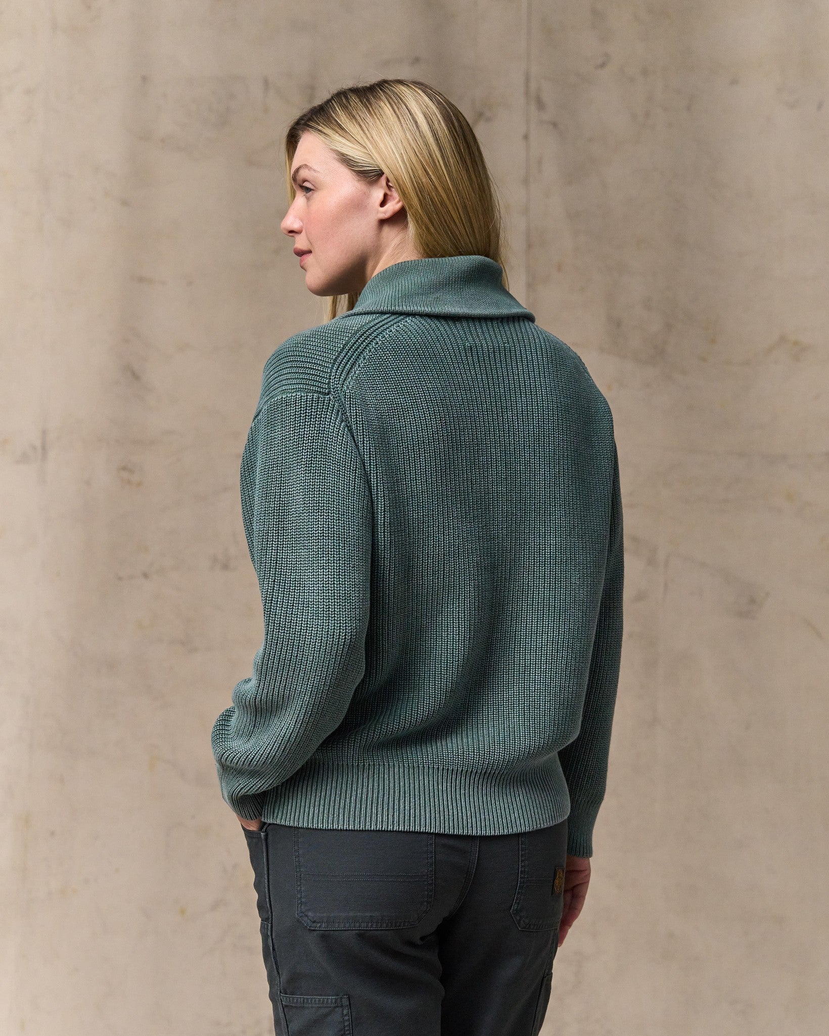 Women's Cotton Shawl Neck Cardigan - Juniper - Image 2