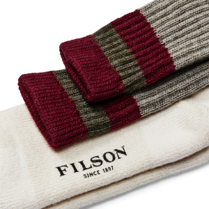 Alternative view of 1970s Logger Thermal Socks - Forest / Maroon