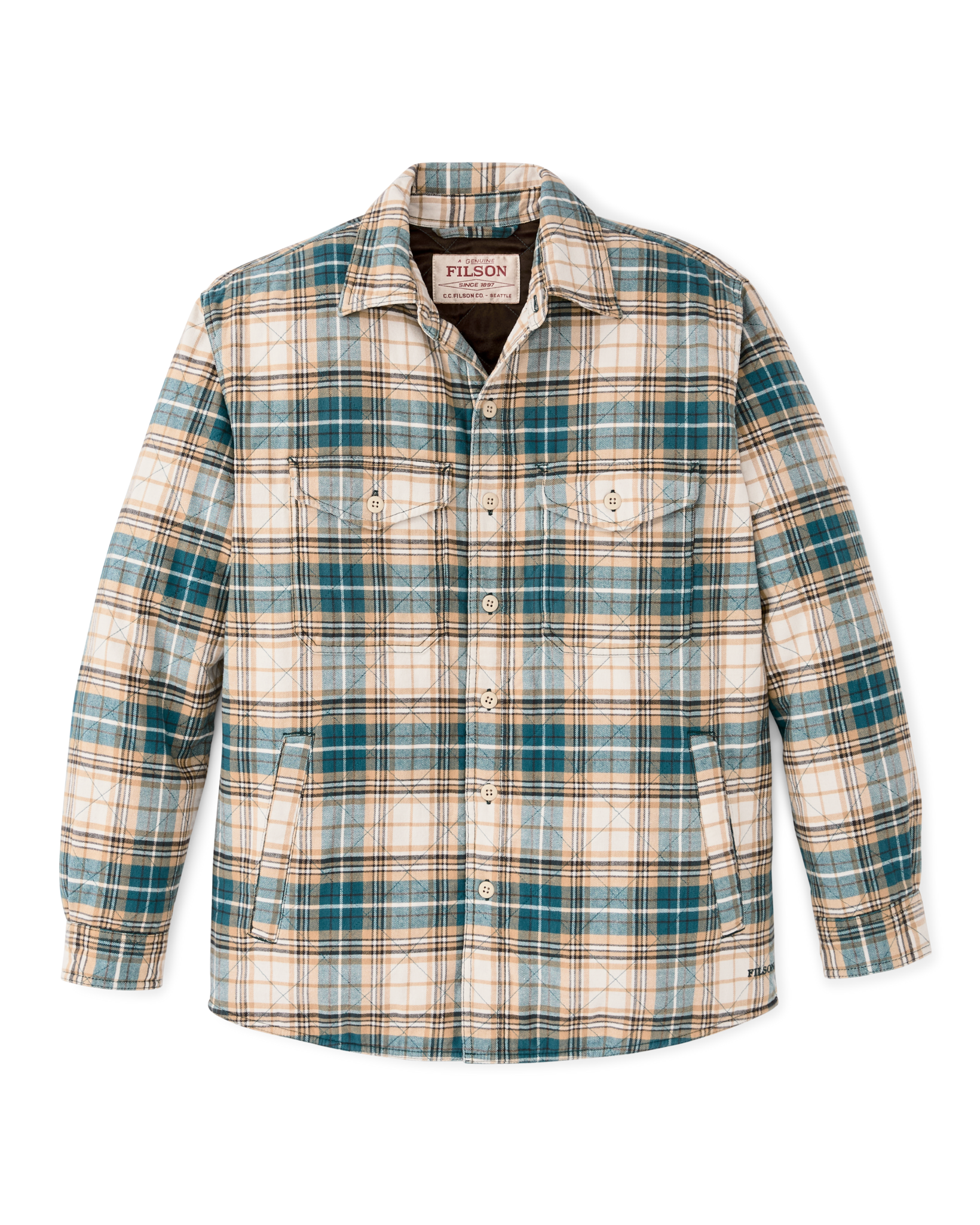 Insulated Flannel Jac-shirt - Teal / Khaki Plaid - Image 4