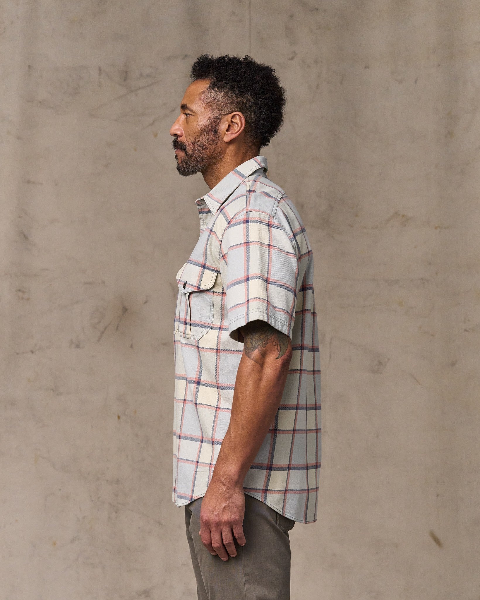 Short Sleeve Lightweight Alaskan Guide Shirt - Light Blue / Tan Plaid - Image 3