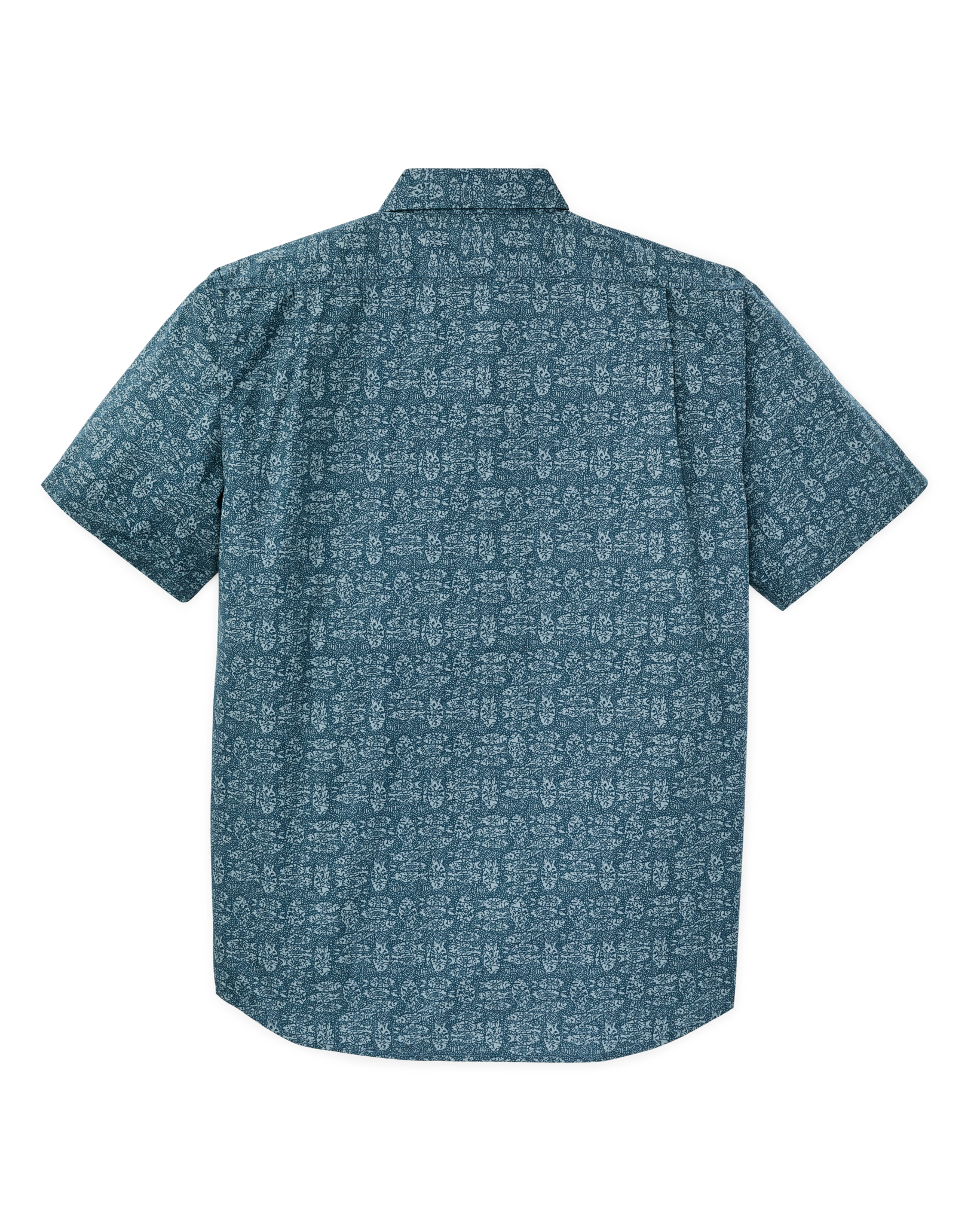 Washed Short Sleeve Feather Cloth Shirt - Blue Print - Image 5