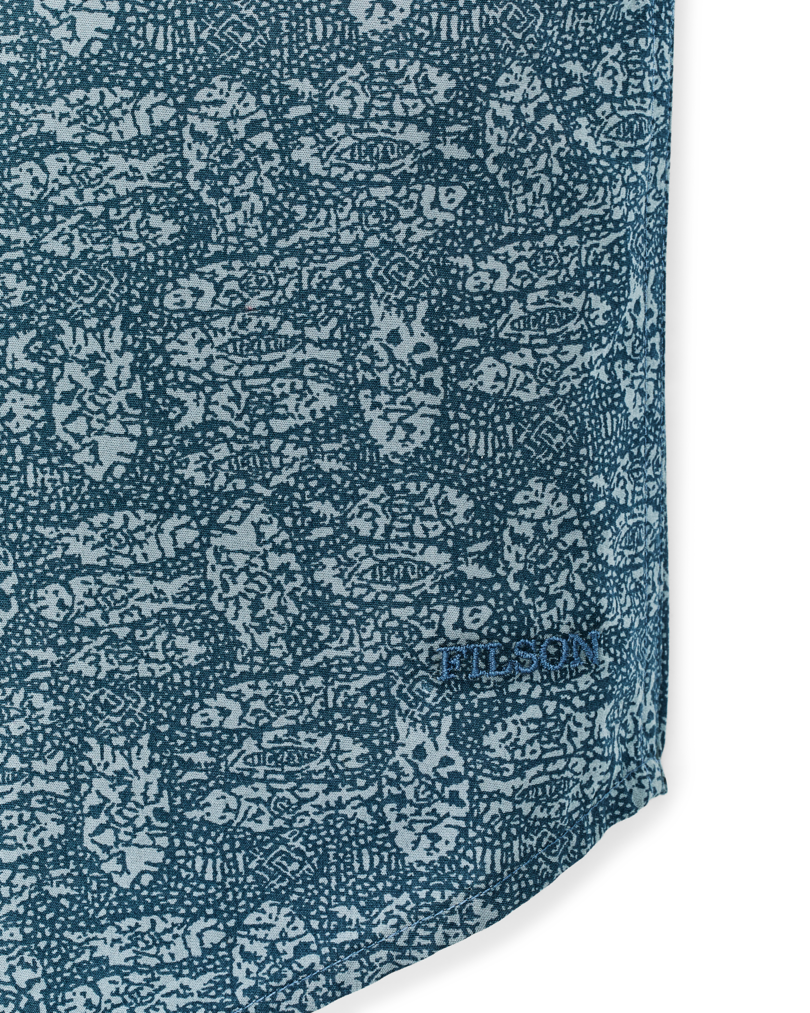 Washed Short Sleeve Feather Cloth Shirt - Blue Print - Image 7