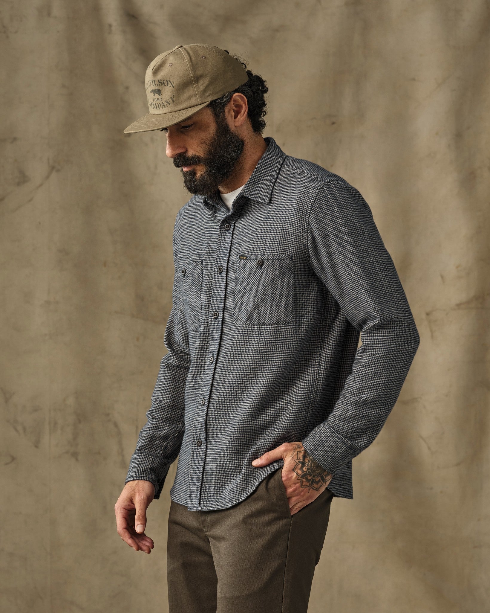 Rangeland Flannel Shirt - Navy / Tan Plaid - Image 3