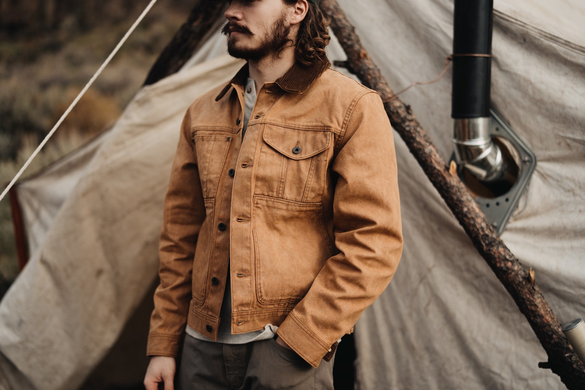 Rustic Canvas Short Cruiser Jacket - Whiskey - Image 2