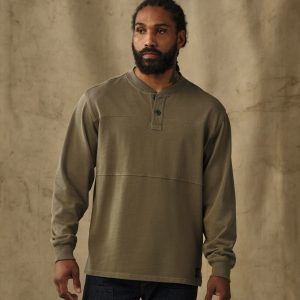 Field Knit Henley - Military Olive
