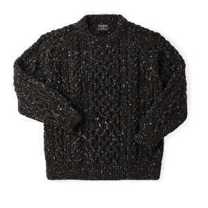 Wool Fisherman's Sweater - Black Fleck