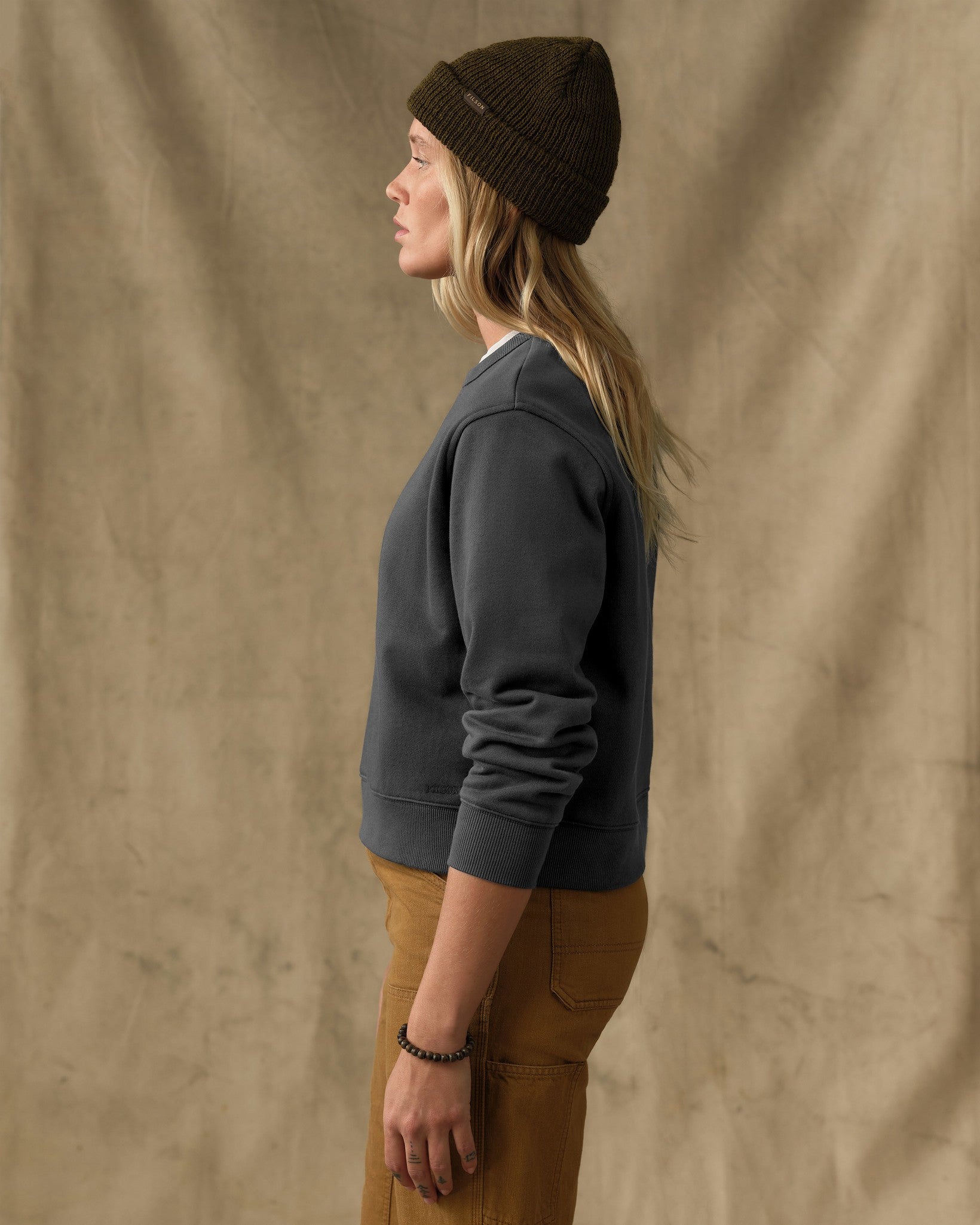 Women's French Terry Crewneck - Faded Black - Image 3