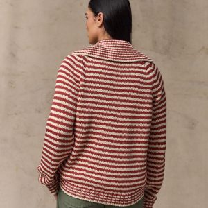 Alternative view of Women's Cotton Full-zip Cardigan - Brick / Sand Stripe