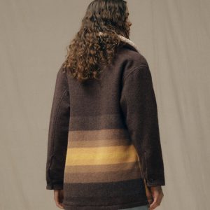 Alternative view of Women's Kodiak Shawl Collar Coat - Brown / Yellow Stripe