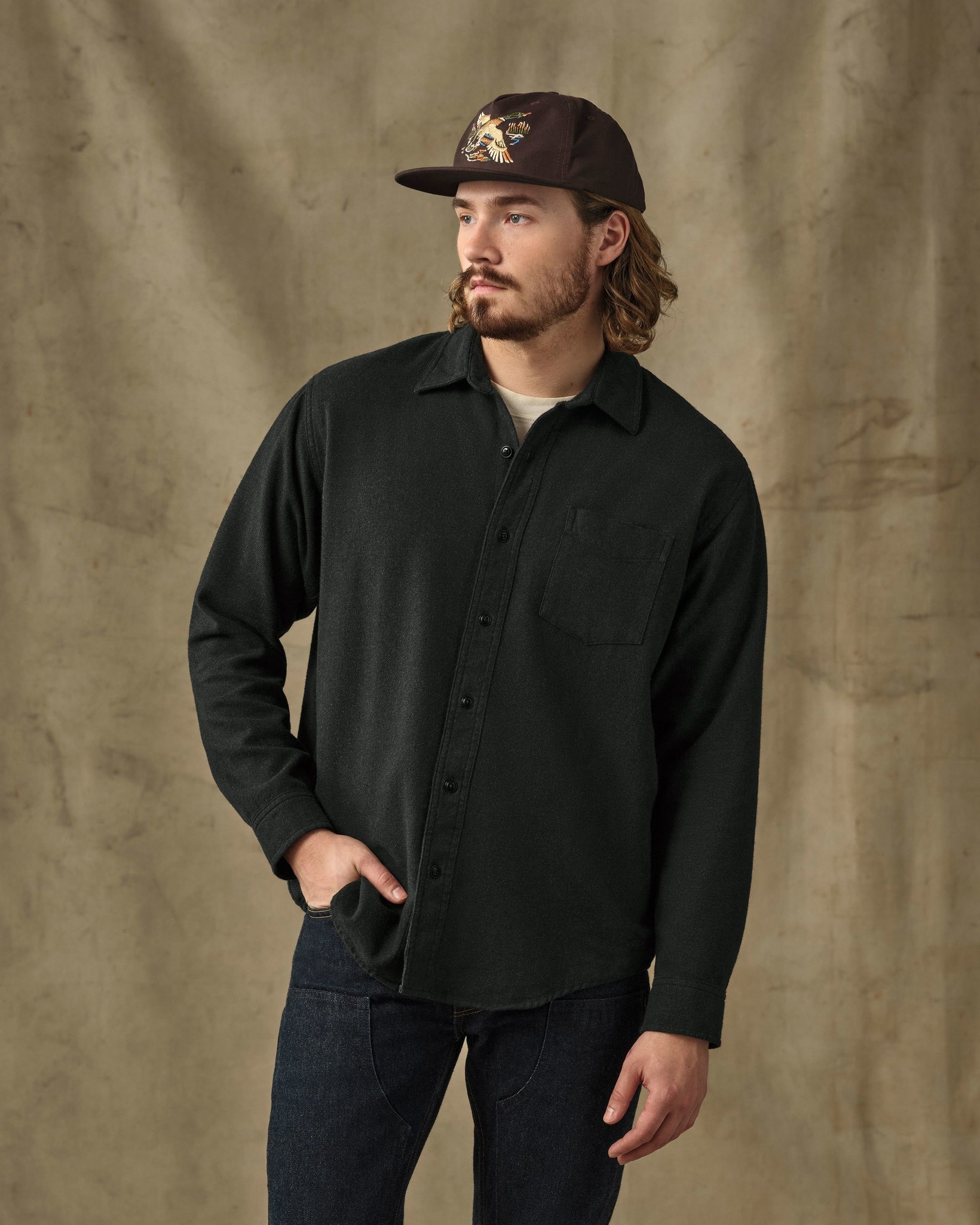 Rustic Flannel Shirt - Dark Moss Heather