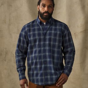 Chambray Button-Down Shirt - Dark Indigo Plaid