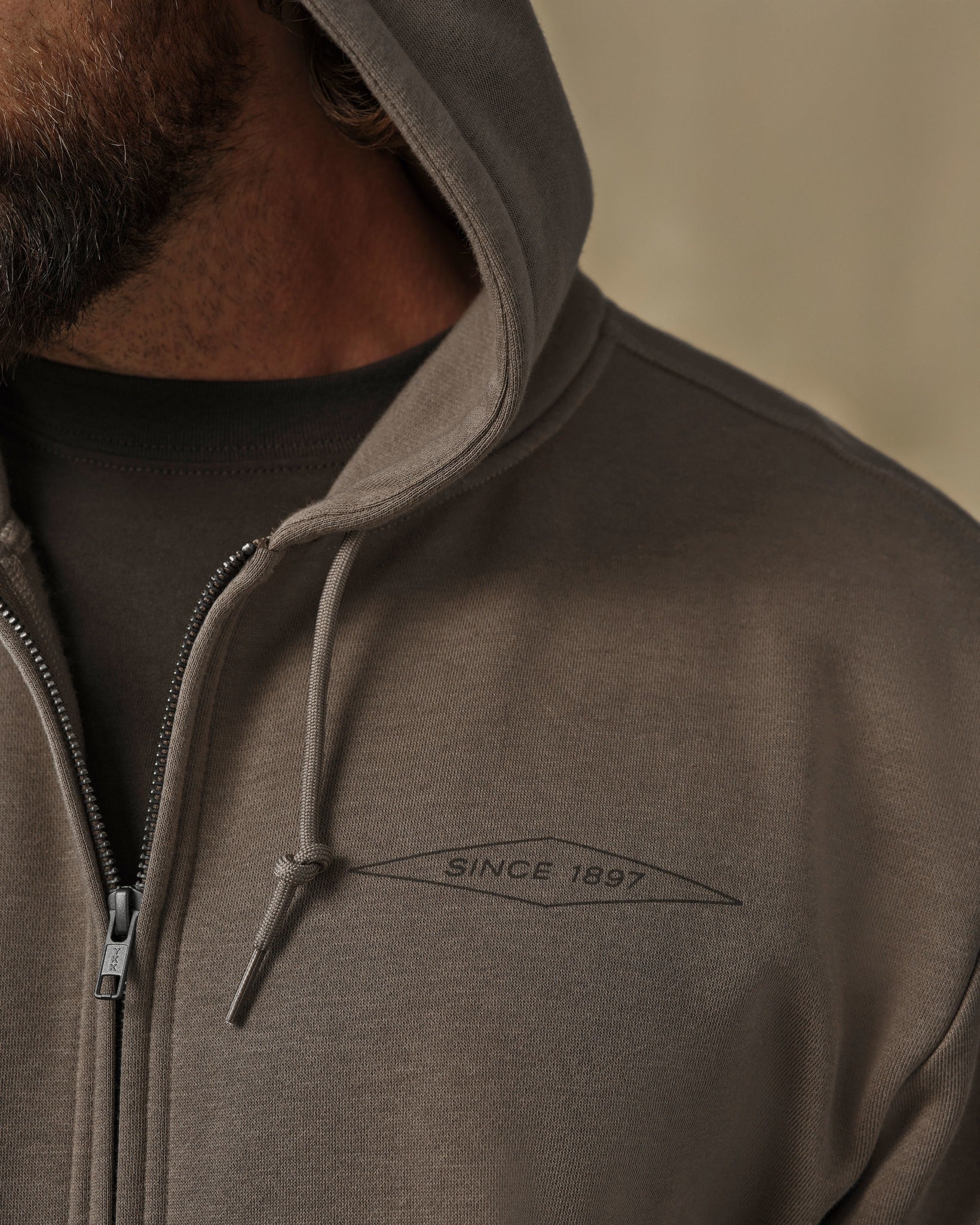 Diamond Graphic Full-Zip Hoodie - Hawk Brown - Image 3