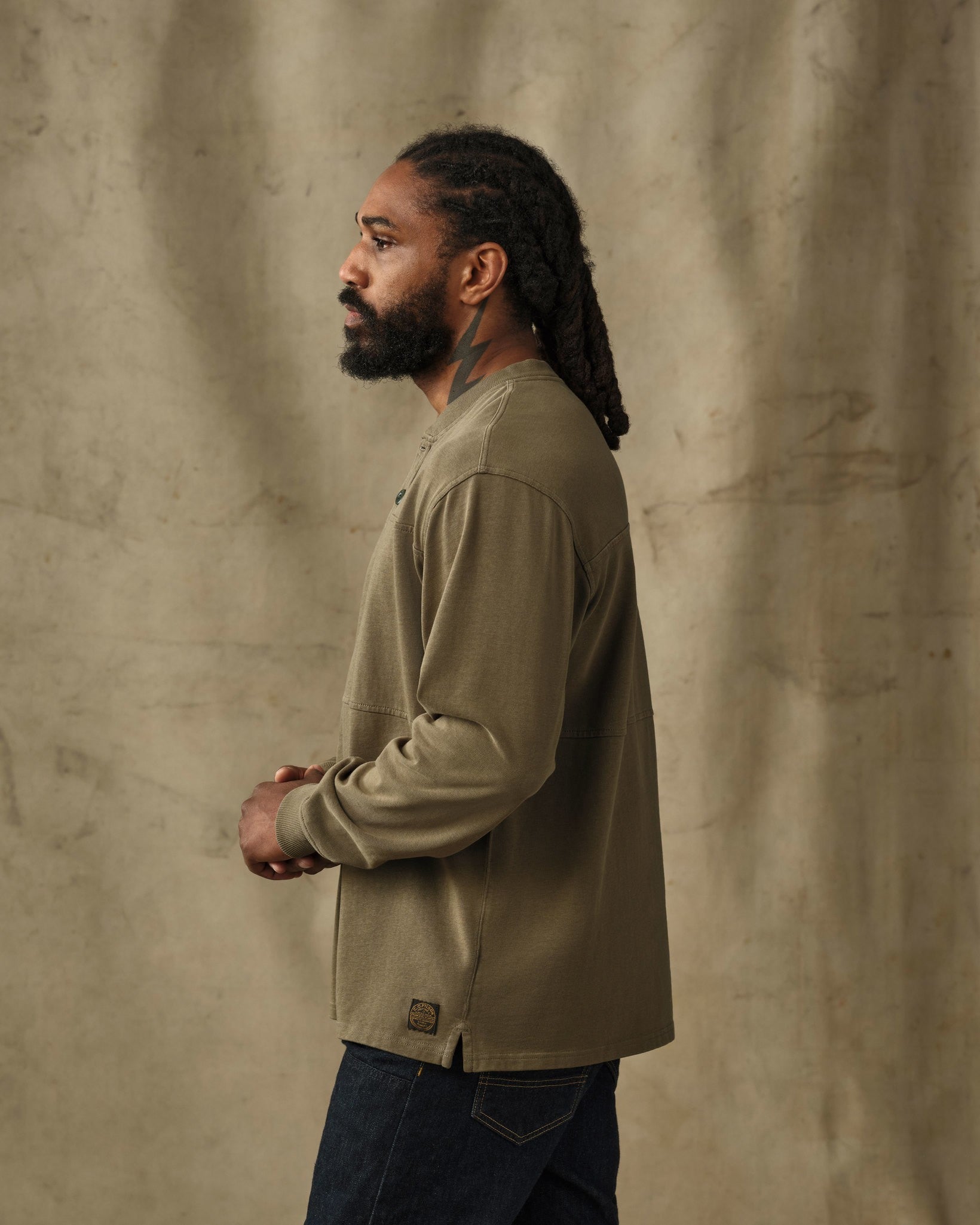 Field Knit Henley - Military Olive - Image 3