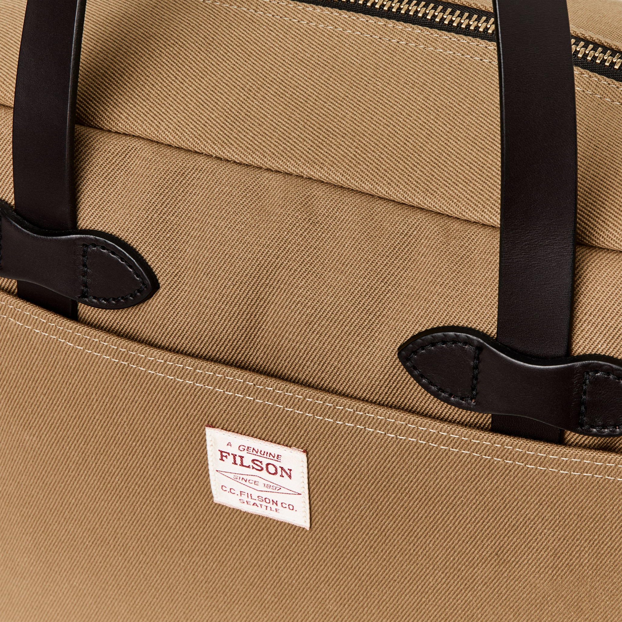 Rugged Twill Zipper Tote Bag - Tan - Image 5