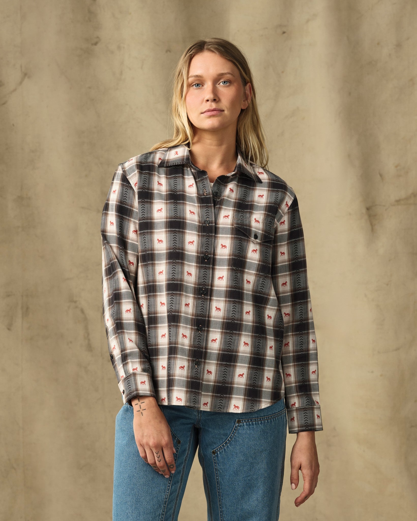 Women's Ranch Shirt - Cream Print