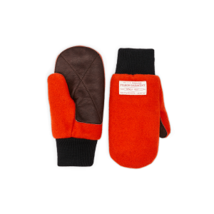 Leather Palm Mackinaw Wool Mittens - Flame