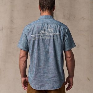 Alternative view of Short-sleeve Embroidered Chambray Shirt - Rinsed Indigo