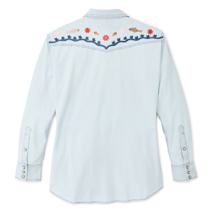 Alternative view of Women's Embroidered Western Shirt - Light Indigo Chambray / Stars