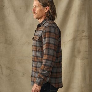 Alternative view of Vintage Flannel Work Shirt - Brown / Charcoal Plaid