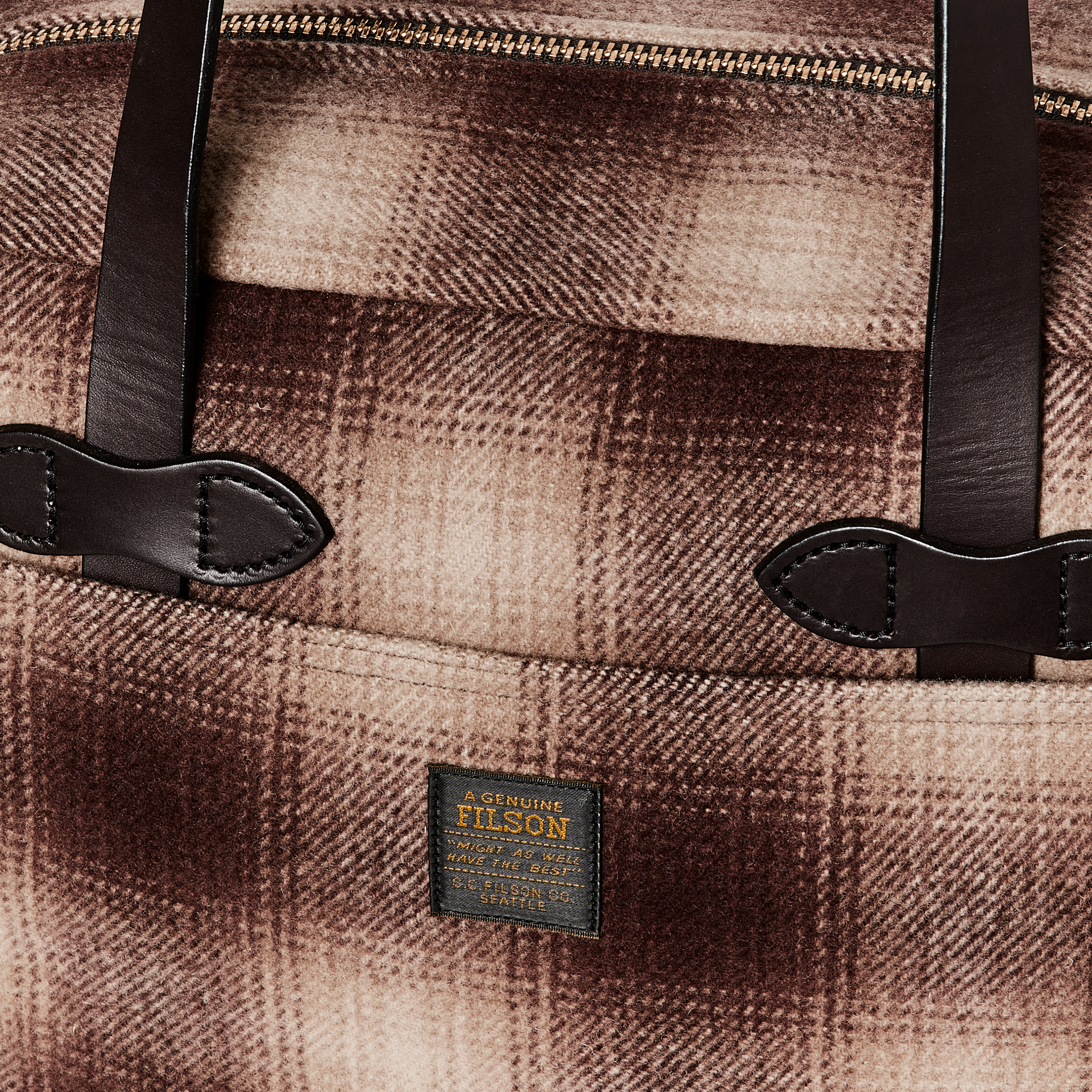 Mackinaw Wool Zipper Tote Bag - Brown / Tan Ombre - Image 6