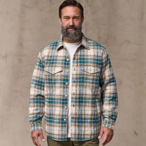 Insulated Flannel Jac-shirt - Teal / Khaki Plaid