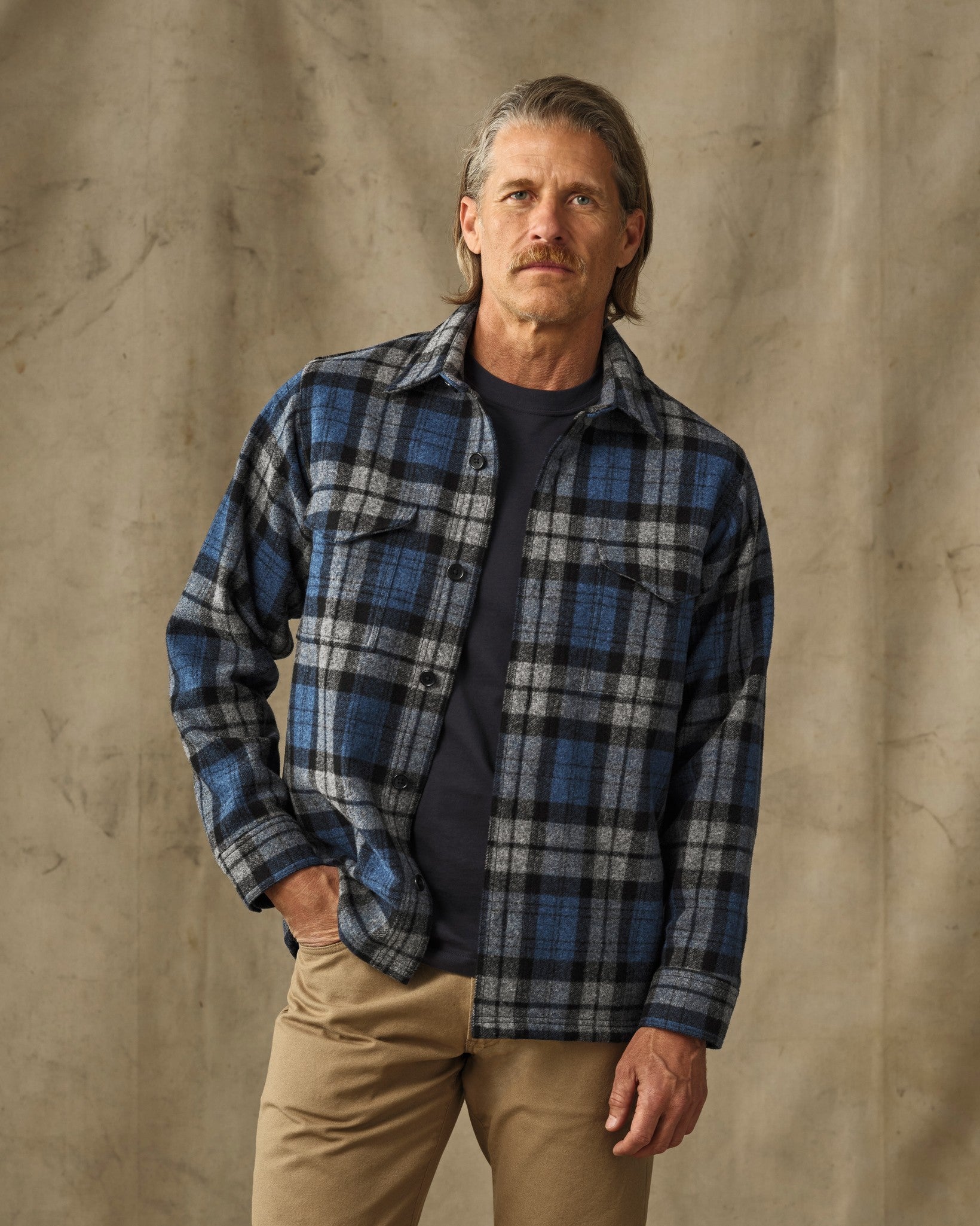 Wool Jac-Shirt - Blue / Heather Gray Plaid