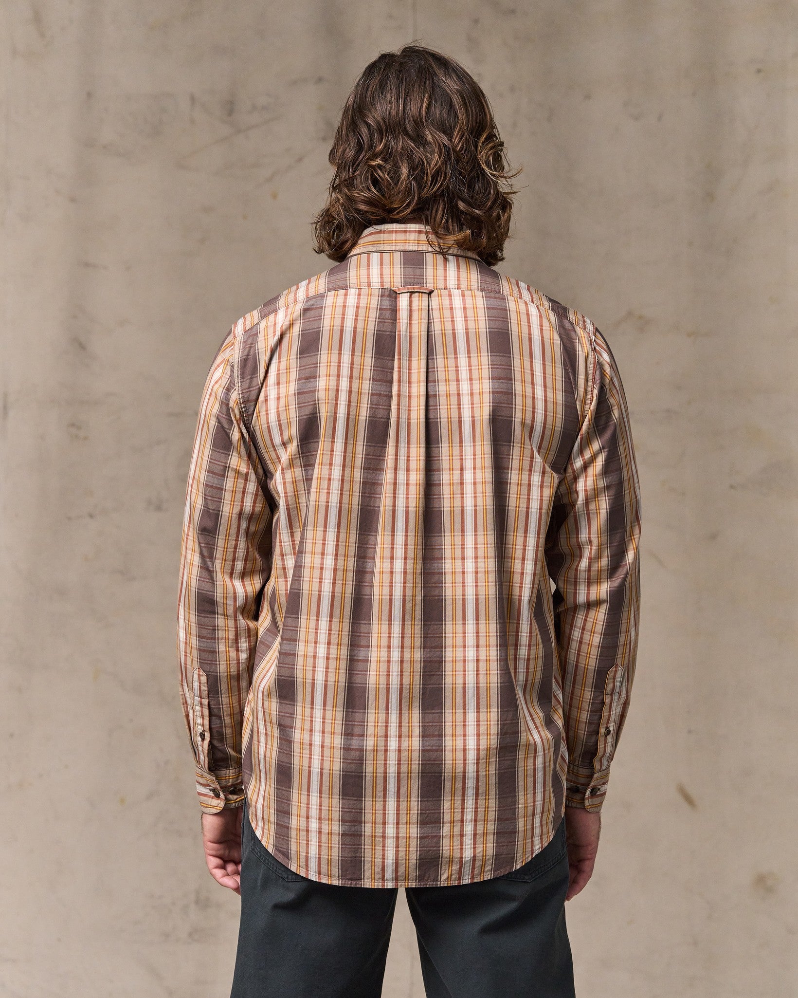 Washed Feather Cloth Shirt - Brown Multicolor Plaid - Image 2