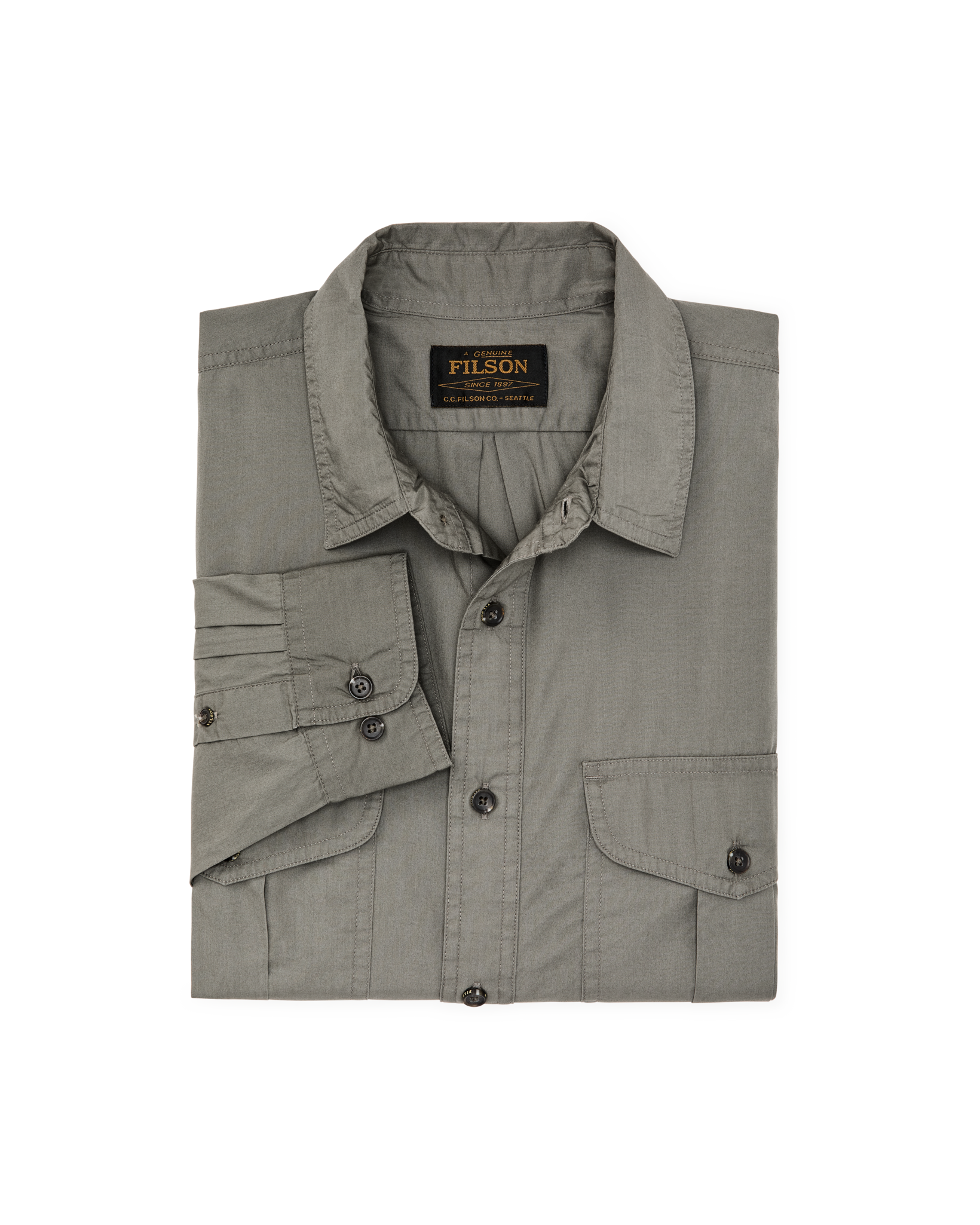 Washed Feather Cloth Shirt - Olive Gray - Image 3