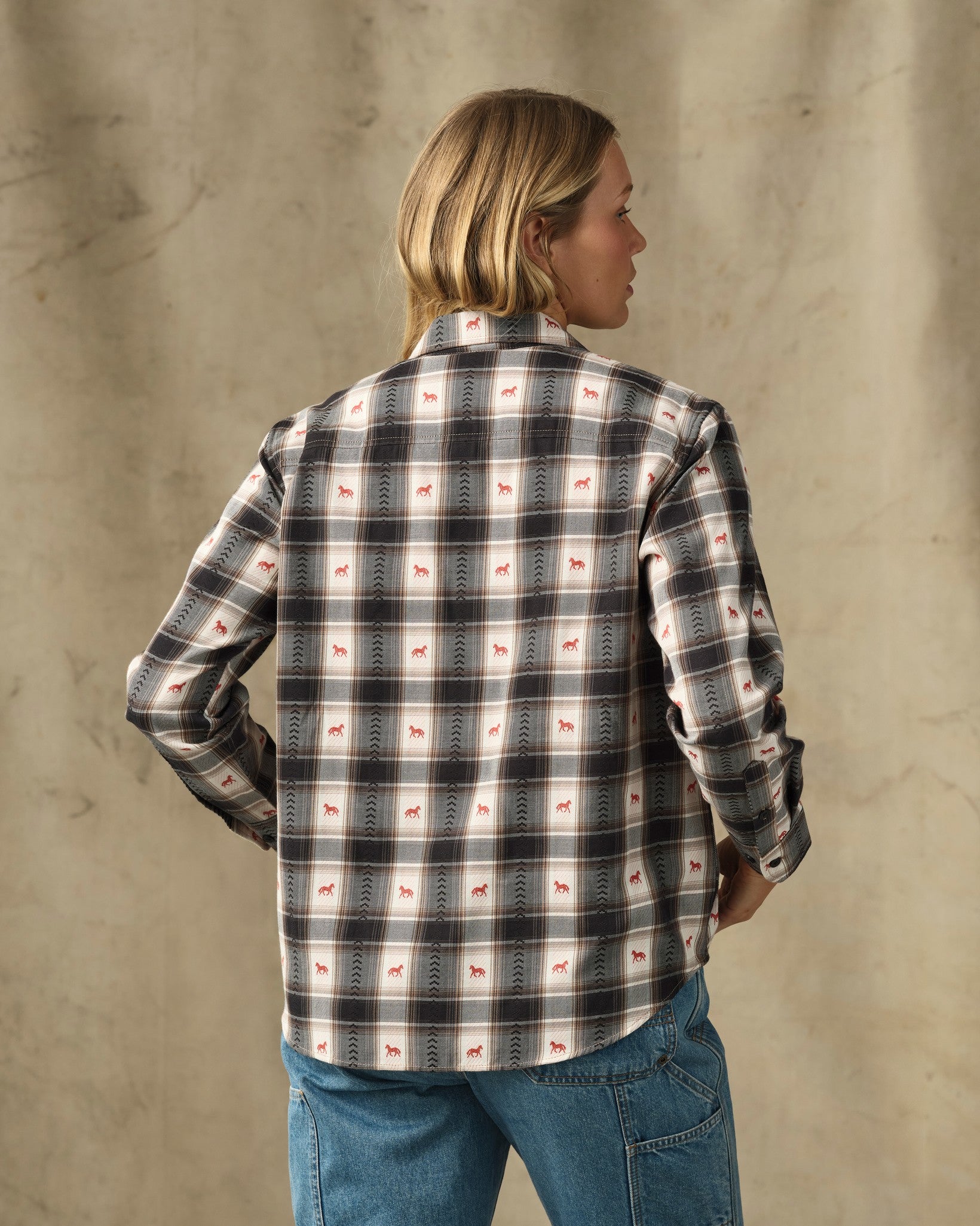 Women's Ranch Shirt - Cream Print - Image 2