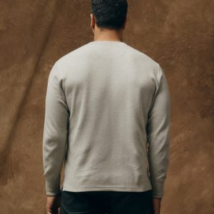 Alternative view of Waffle Knit Henley - Light Heather Gray