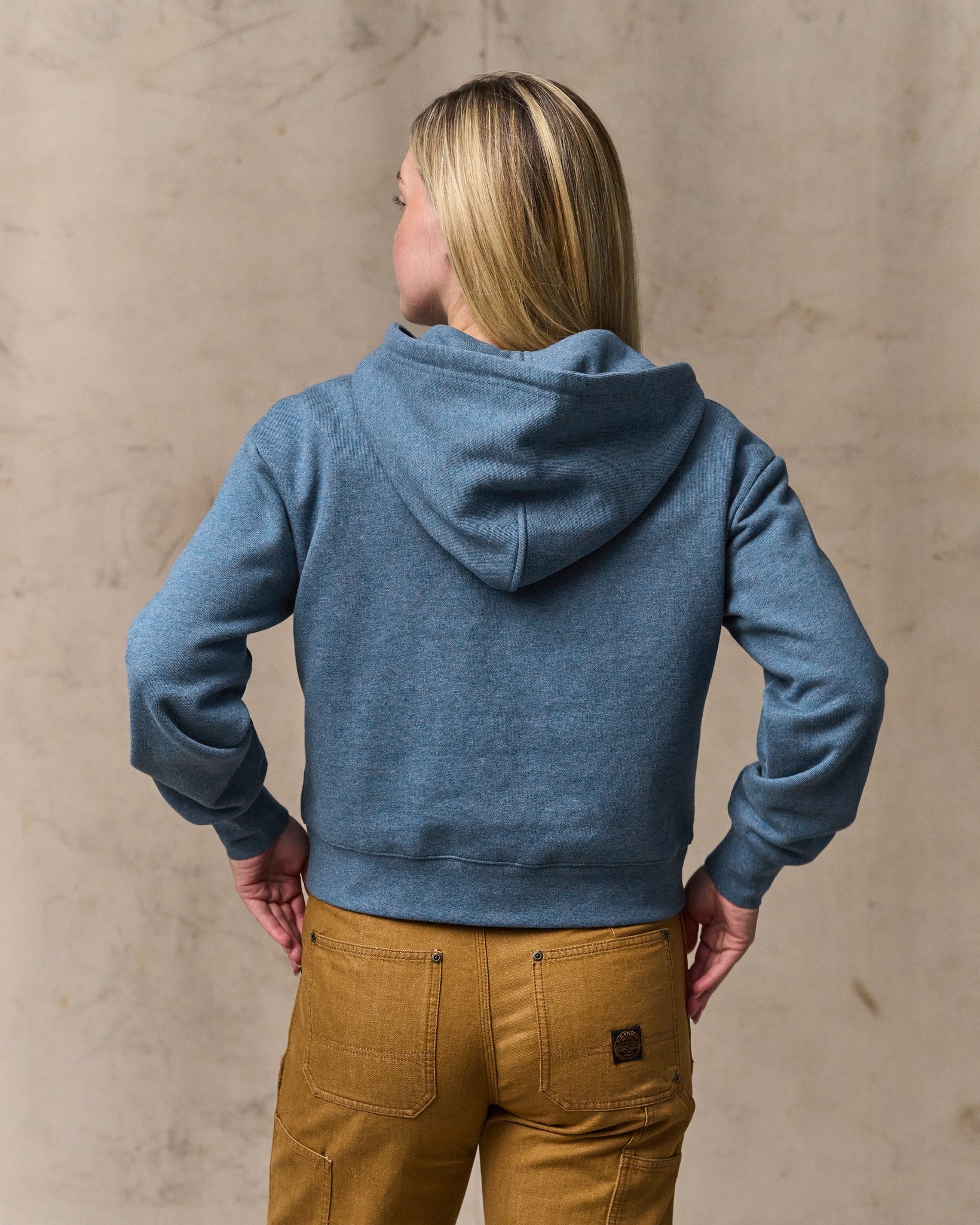 Women's French Terry Half-zip Hoodie - Light Blue - Image 2