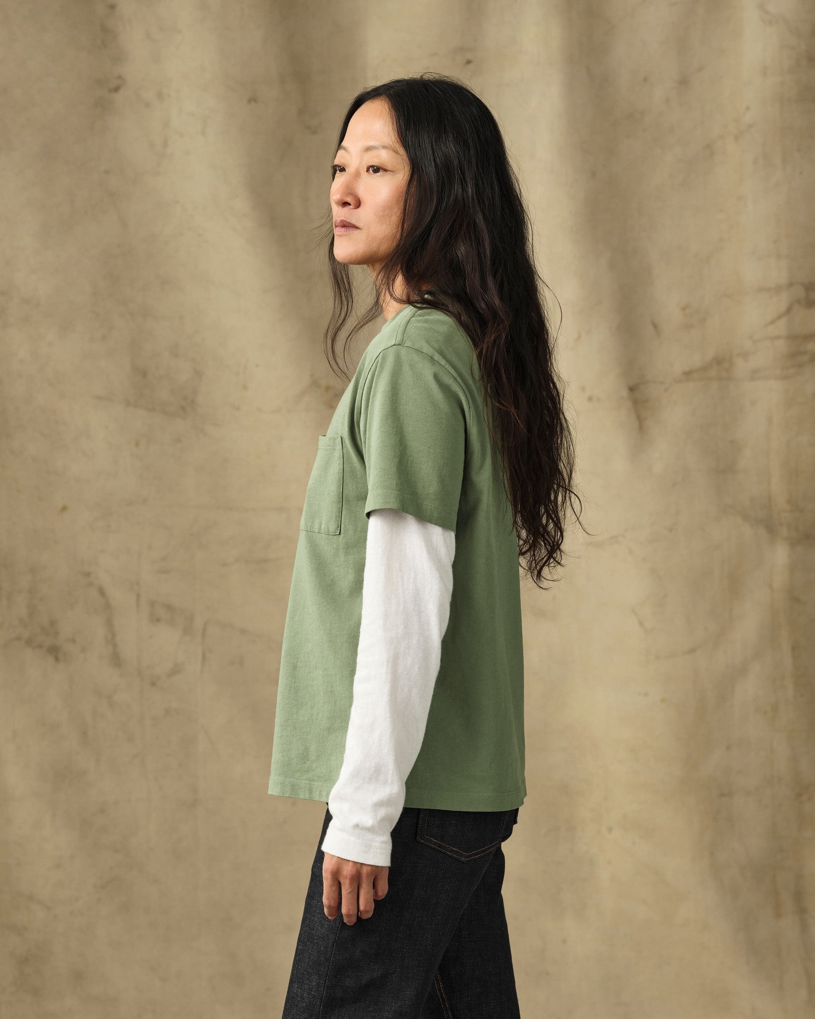 Women's Short Sleeve Pocket Tee - Washed Fatigue Green - Image 3