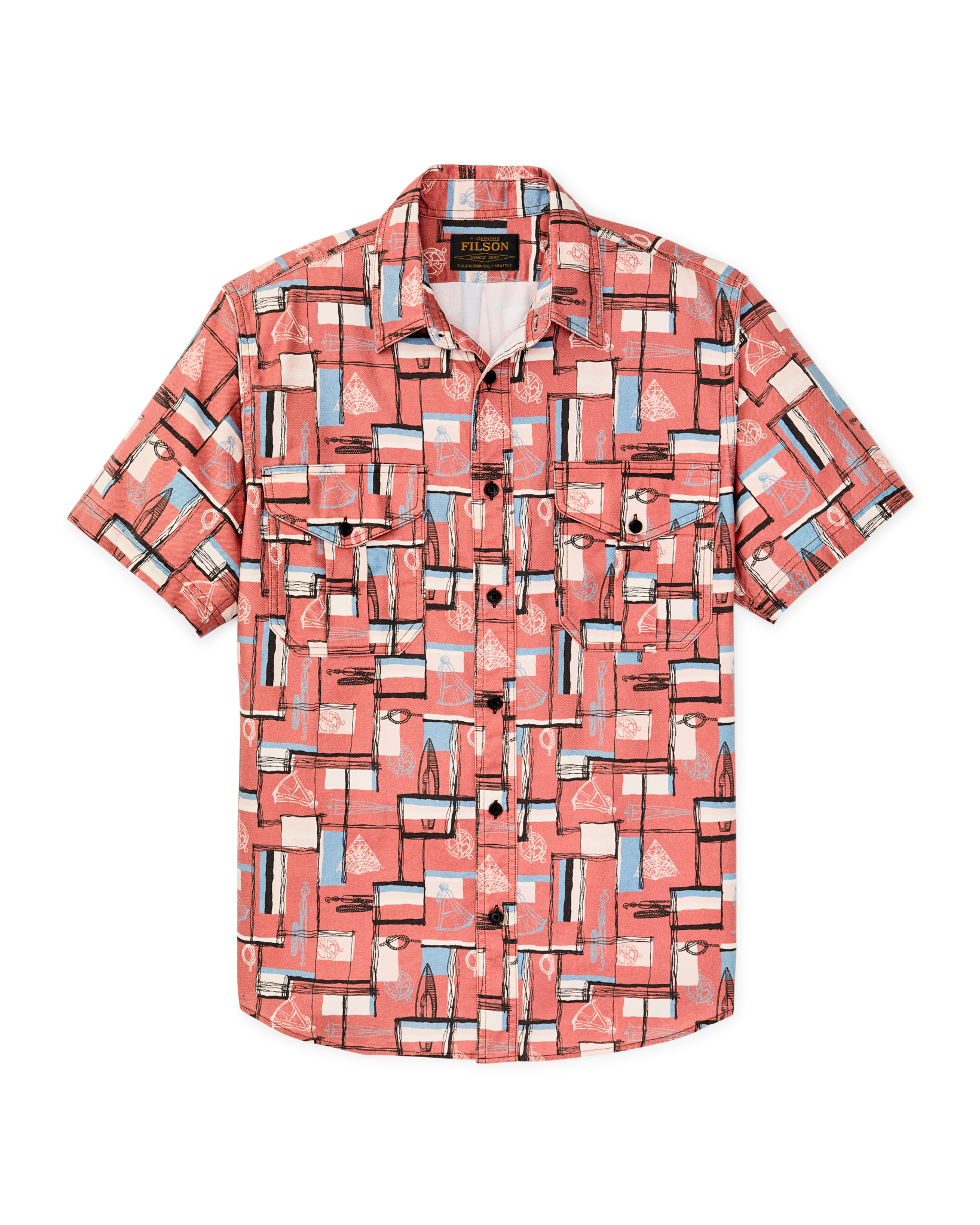 Short Sleeve Lightweight Alaskan Guide Shirt - Russet Print - Image 5
