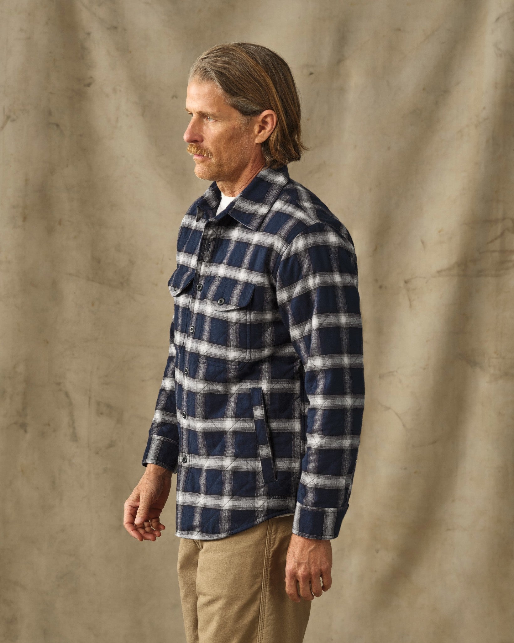 Insulated Flannel Jac-Shirt - Navy / Cream Plaid - Image 3