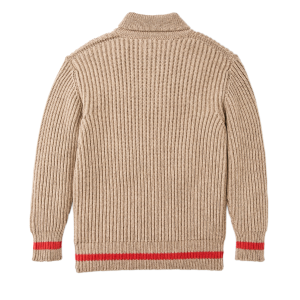 Alternative view of Bristol Shawl Neck Sweater  - Oatmeal Heather / Flame Stripe