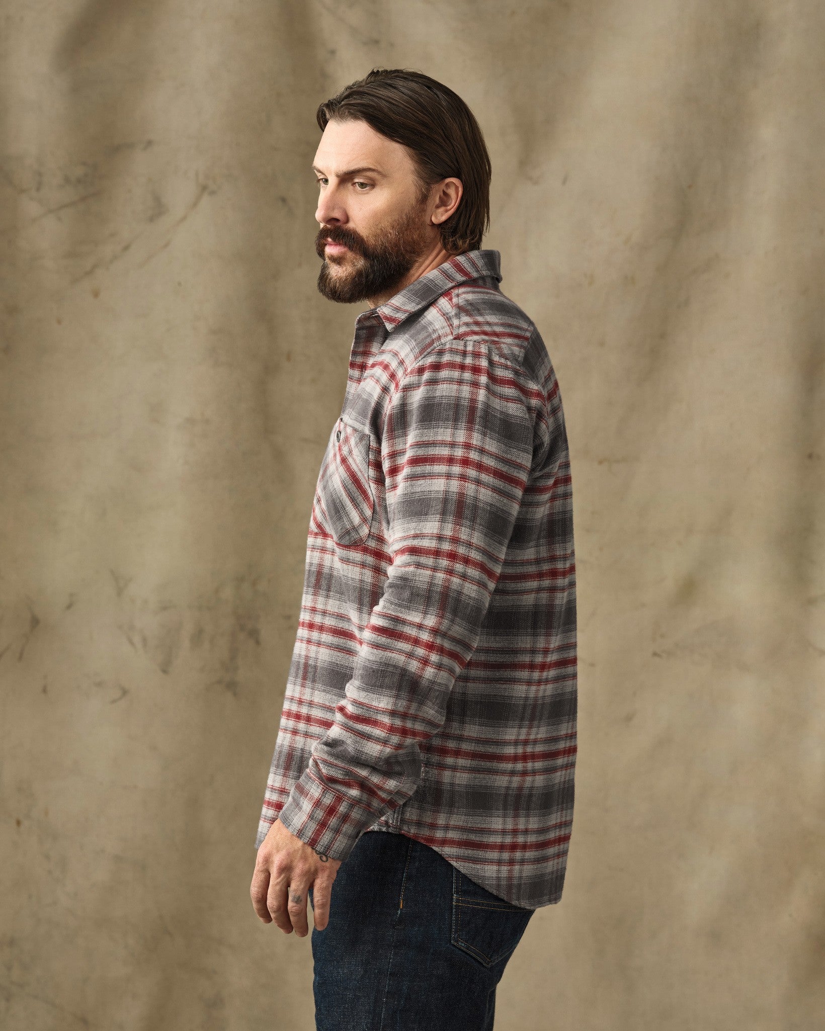 Rangeland Flannel Shirt - Red / Gray Plaid - Image 3