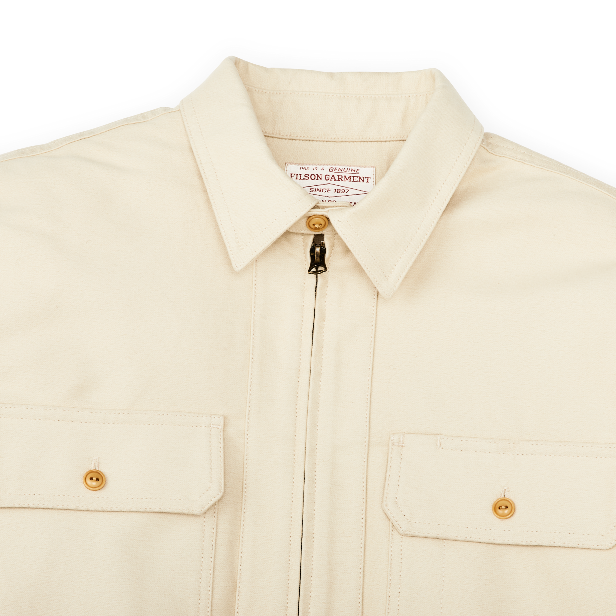 Moleskin Quarter Zip Shirt - Khaki - Image 4