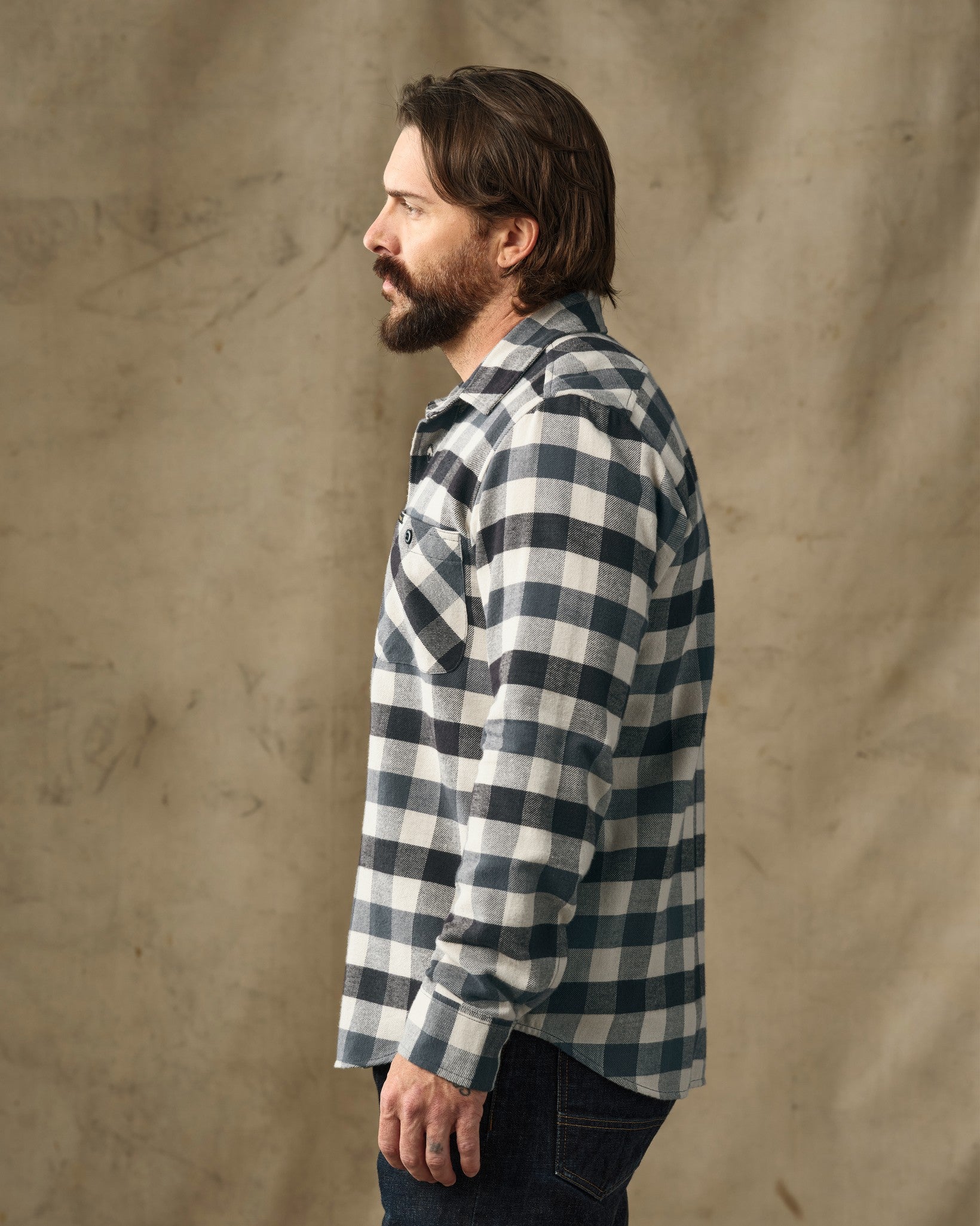 Rangeland Flannel Shirt - Charcoal / Steel Plaid - Image 3
