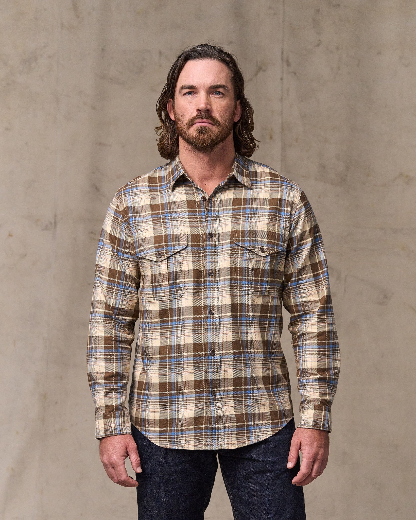 Lightweight Alaskan Guide Shirt - Cream / Blue / Multi Plaid - Image 2