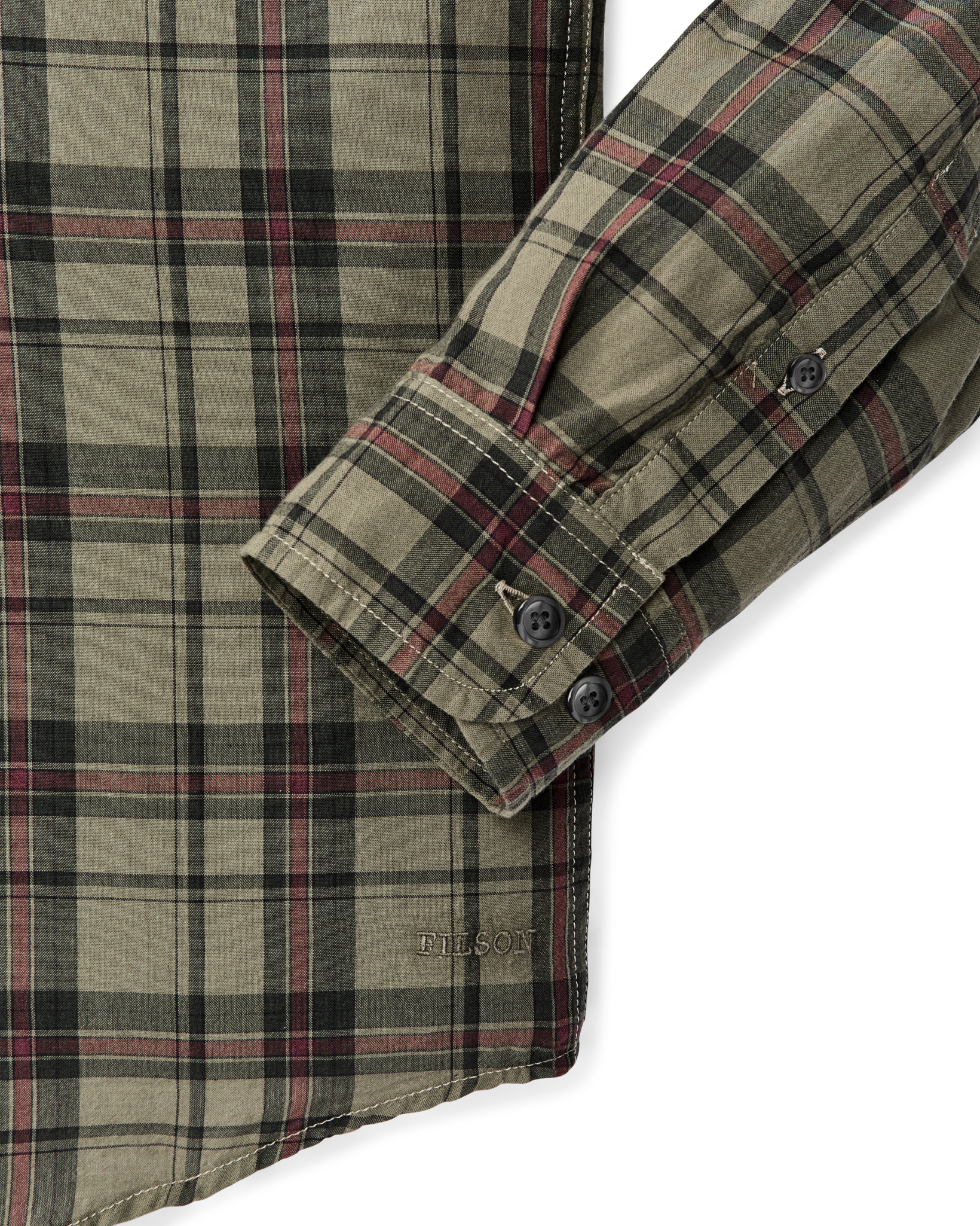 Madras Button-Down Shirt - Olive / Gravel Plaid - Image 3