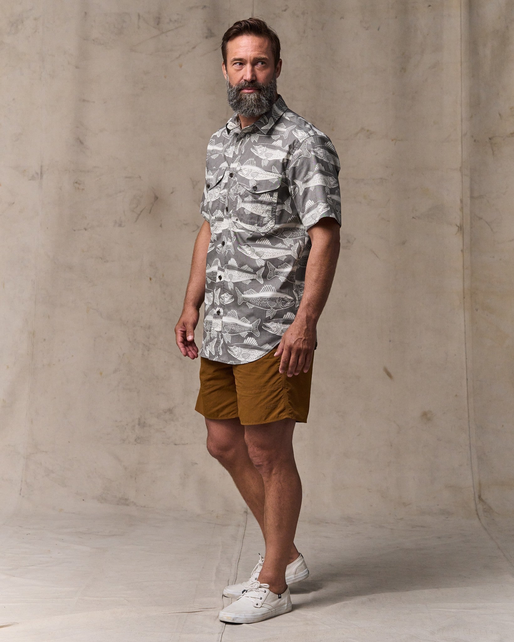Twin Lakes Short Sleeve Sport Shirt - Beluga / Print - Image 4