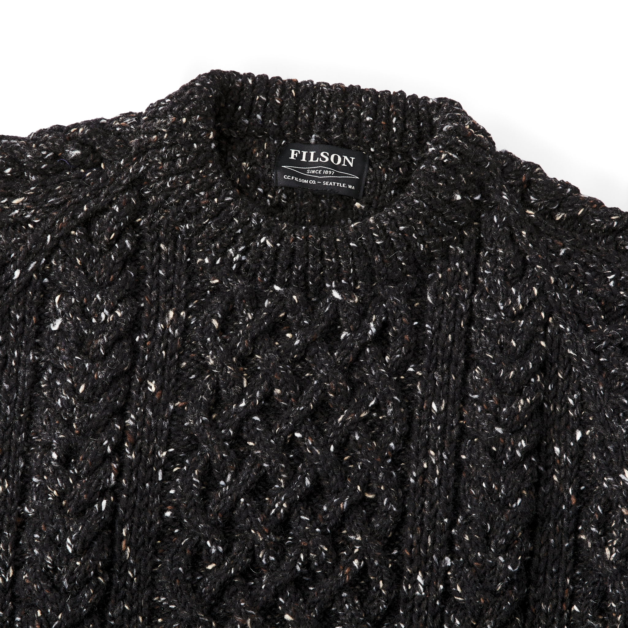 Wool Fisherman's Sweater - Black Fleck - Image 3